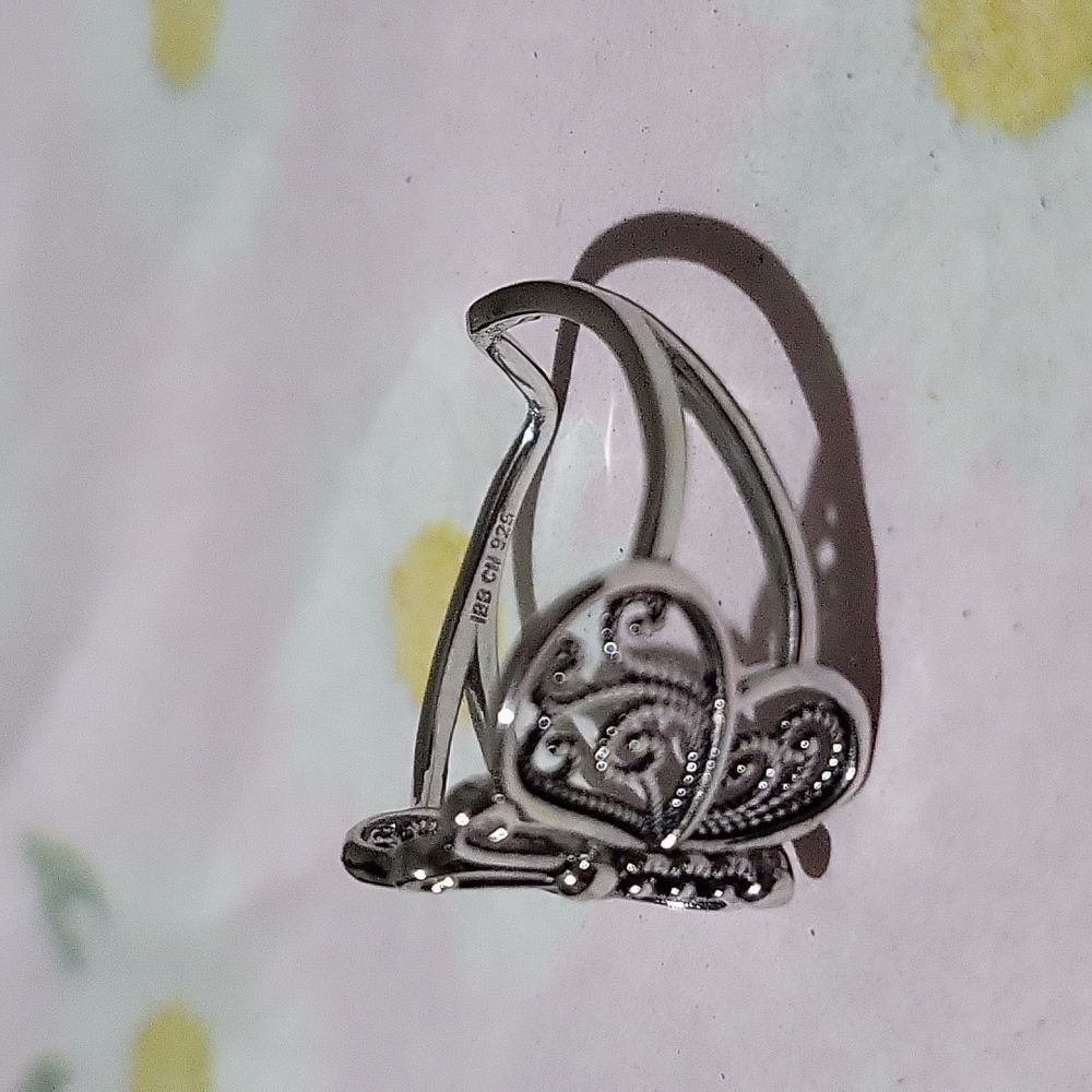 .925 Sterling Silver Butterfly Ring Size 8 - Picture 7 of 8